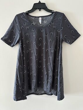 LuLaRoe Charcoal Short Sleeve Paw-Print Tunic